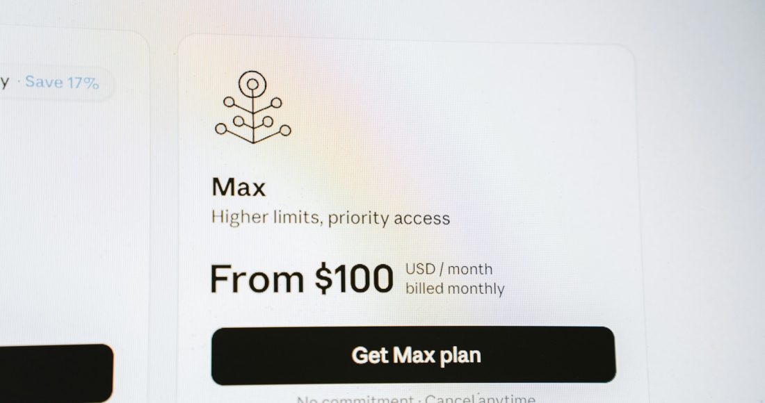 Картка тарифу Max із ціною від $100 на місяць на сторінці тарифів Claude